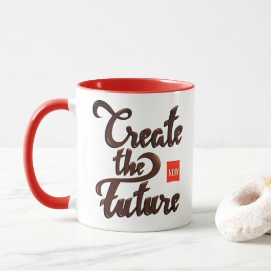 Creëer De Toekomst Nu -  Quote Mok (Met donut)