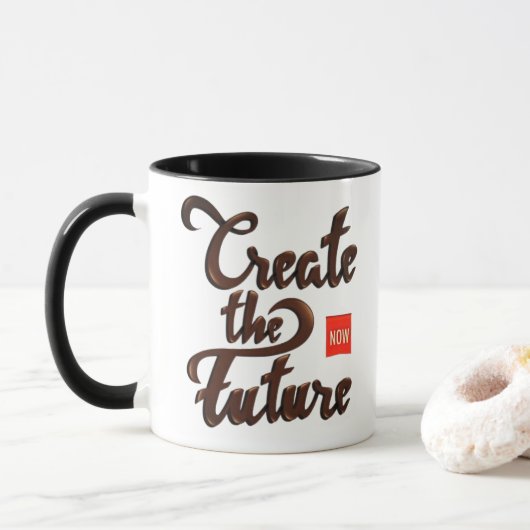 Creëer de Toekomst Nu - Vintage Quote Mok (Met donut)