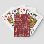 Creëer donkerrode speelkaarten met naam (Achterkant)