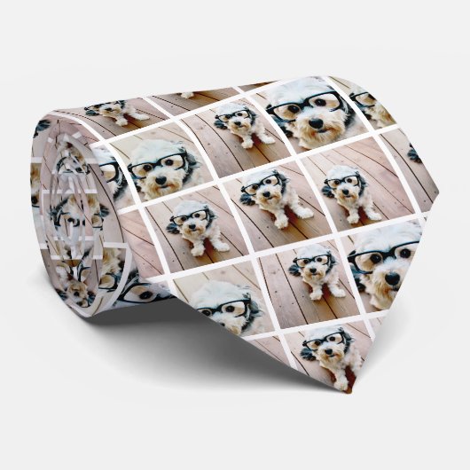 Creëer een Aangepast fotocollage met 6 foto's wit Stropdas (Opgerold)