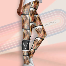 Creëer een Aangepaste fotocollage - 1 foto-monogra Leggings