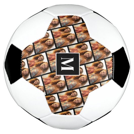 Creëer een Aangepaste fotocollage - 1 foto-monogra Voetbal (Gedraaid)