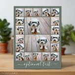 Creëer een aangepaste fotocollage - 20 foto's briefkaart<br><div class="desc">Gebruik maximaal 18 vierkante en 2 landschaps-/horizontale foto's om een uniek en persoonlijk cadeau te creëer. Voor beste resultaten, bewaar uw foto's in vierkanten alvorens te uploaden. Deze trendy lay-out met een plaats voor extra tekst of een monogram omvat schone lijnen en een modern net. Als u de afbeeldingen moet...</div>