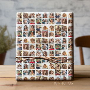 Creëer een Aangepaste fotocollage met 18 foto's Cadeaupapier
