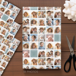 Creëer een Aangepaste fotocollage met 18 foto's Inpakpapier Vel