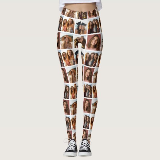Creëer een Aangepaste fotocollage met 6 foto's Leggings (Voorkant)