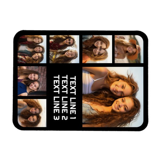 Creëer een Aangepaste fotocollage met 7 foto's - T Magneet (Horizontaal)