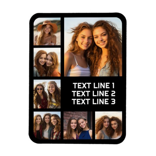 Creëer een Aangepaste fotocollage met 7 foto's - T Magneet (Verticaal)