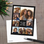 Creëer een Aangepaste fotocollage met 8 foto's Briefkaart<br><div class="desc">Gebruik je favoriete foto of afbeeldingen om een leuk hoopje te maken om met vrienden te delen. Een minimalistisch ontwerp met slechts momentopnamen en een tekstblok.</div>