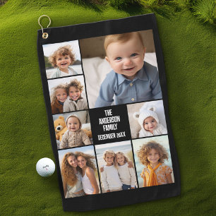 Creëer een Aangepaste fotocollage met 8 foto's Golfhanddoek