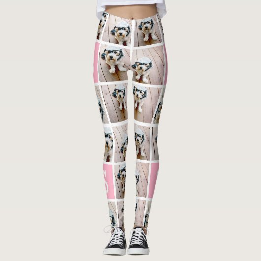 Creëer een Aangepaste fotocollage met 8 foto's Leggings (Voorkant)