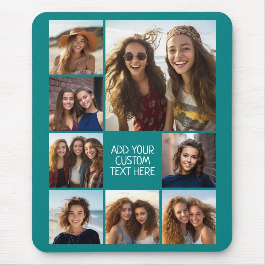 Creëer een Aangepaste fotocollage met 8 foto's Muismat (Voorkant)