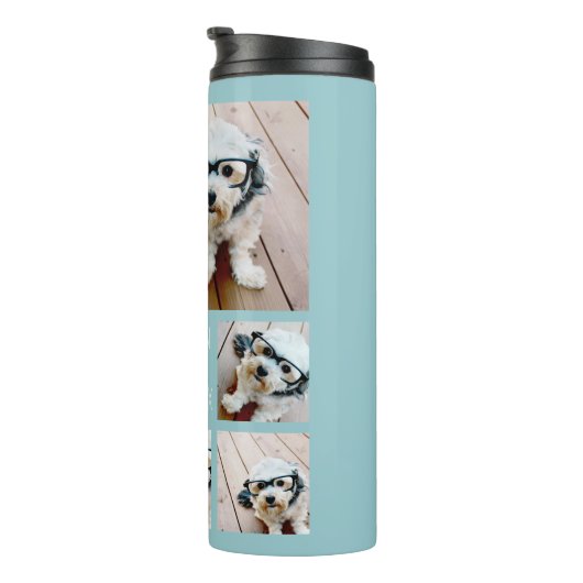 Creëer een Aangepaste fotocollage met 8 foto's Thermosbeker (Geroteerd rechts)