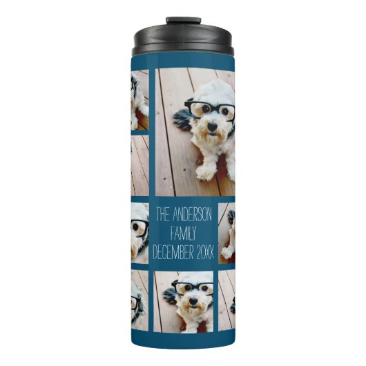 Creëer een Aangepaste fotocollage met 8 foto's Thermosbeker (Voorkant)