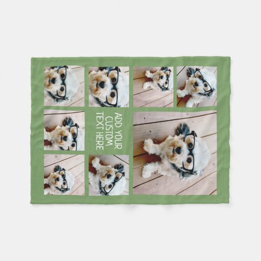 Creëer een Aangepaste fotocollage met 8 groene fot Fleece Deken (Voorkant (Horizontaal))