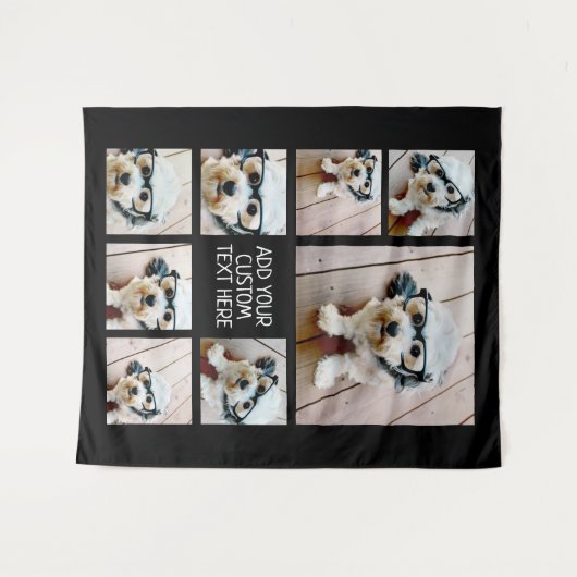 Creëer een aangepaste fotocollage met 8 zwarte fot wandkleed (Voorkant (horizontaal))