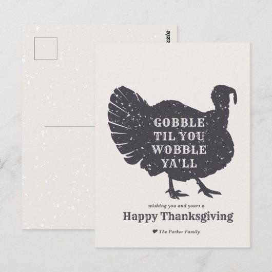 Creëer Een aangepaste slogan Turkije Thanksgiving Briefkaart (Voorkant / Achterkant)