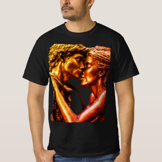 Creëer een bronzen beeld van een prehistorisch kop t-shirt (Voorkant)