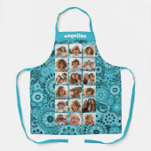 Creëer een Funky Fotocollage met 18 Foto's Blauw Schort (Voorkant)