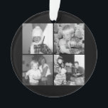 Creëer een Instagram Collage met 4 foto's - zwart Ornament<br><div class="desc">Gebruik vier vierkante foto's om een uniek en persoonlijk cadeau te creëer. Als u de afbeeldingen moet aanpassen,  klik op het aanpassingshulpmiddel om veranderingen aan te brengen. Voeg douanetekst toe en verander het jaar op de rug om het meer gepersonaliseerd te maken</div>