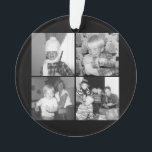 Creëer een Instagram Collage met 4 foto's - zwart Ornament<br><div class="desc">Gebruik vier vierkante foto's om een uniek en persoonlijk cadeau te creëer. Als u de afbeeldingen moet aanpassen,  klik op het aanpassingshulpmiddel om veranderingen aan te brengen. Voeg douanetekst toe en verander het jaar op de rug om het meer gepersonaliseerd te maken</div>