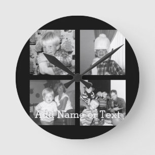 Creëer een Instagram Collage met 4 foto's - zwart Ronde Klok