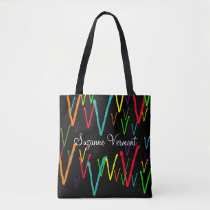 creëer Een kleurrijk initialen patroon Tote Bag