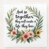 Creëer een leven dat ze leuk vinden glazen onderzetter (Voorkant)