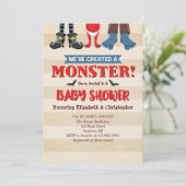 Creëer een Monster Funny Baby shower uitnodiging (Staand voorkant)