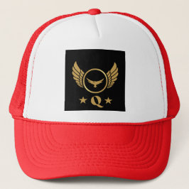 Creëer een Q letter Gold Eagle met Stars Afbeeldin Trucker Pet