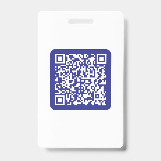 Creëer een scanbare QR-code | Bewerkbaar donkerbla Badge (Voorkant)