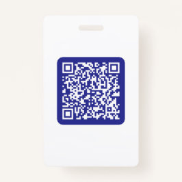 Creëer een scanbare QR-code | Bewerkbaar donkerbla Badge