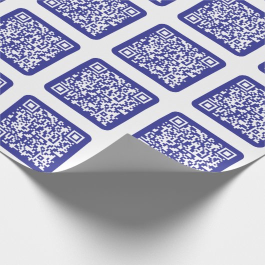 Creëer een scanbare QR-code | Bewerkbaar donkerbla Cadeaupapier (Hoek)