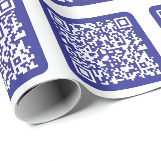 Creëer een scanbare QR-code | Bewerkbaar donkerbla Cadeaupapier (Rol Hoek)