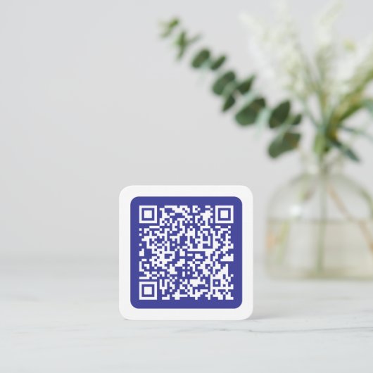 Creëer een scanbare QR-code | Bewerkbaar donkerbla Informatiekaartje (Staand voorkant)