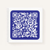 Creëer een scanbare QR-code | Bewerkbaar donkerbla Notitieboek (Voorkant)