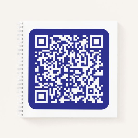 Creëer een scanbare QR-code | Bewerkbaar donkerbla Notitieboek (Voorkant)