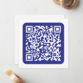 Creëer een scanbare QR-code | Bewerkbaar donkerbla Notitiekaartje (Voorkant / Achterkant in situ)
