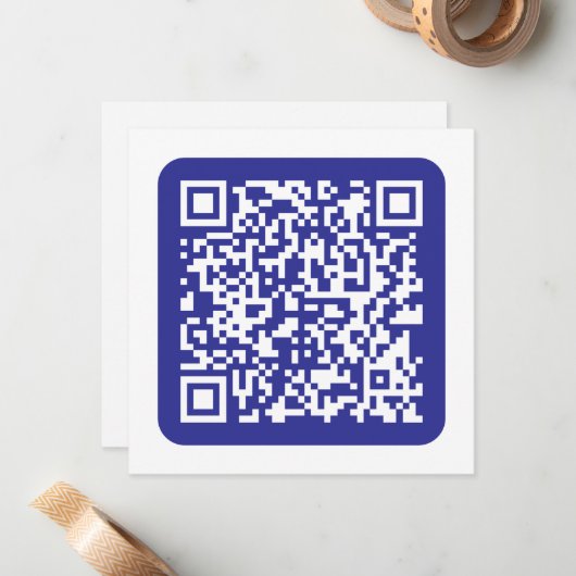 Creëer een scanbare QR-code | Bewerkbaar donkerbla Notitiekaartje (Voorkant / Achterkant in situ)