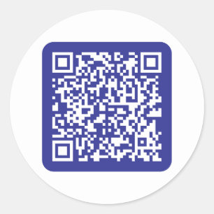 Creëer een scanbare QR-code Bewerkbaar donkerbla Ronde Sticker