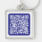 Creëer een scanbare QR-code | Bewerkbaar donkerbla Sleutelhanger (Voorkant)