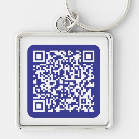 Creëer een scanbare QR-code | Bewerkbaar donkerbla Sleutelhanger (Voorkant)