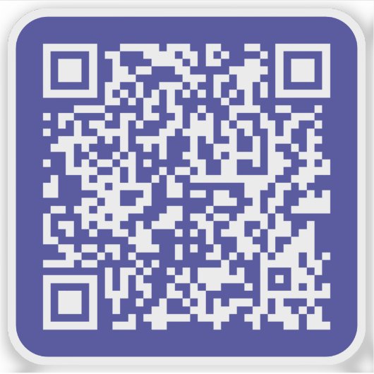 Creëer een scanbare QR-code | Bewerkbaar donkerbla Sticker (Voorkant)