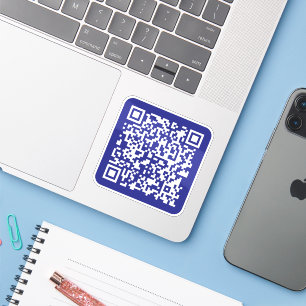 Creëer een scanbare QR-code Bewerkbaar donkerbla Sticker