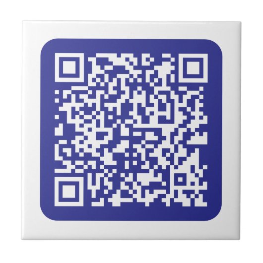 Creëer een scanbare QR-code | Bewerkbaar donkerbla Tegeltje (Voorkant)