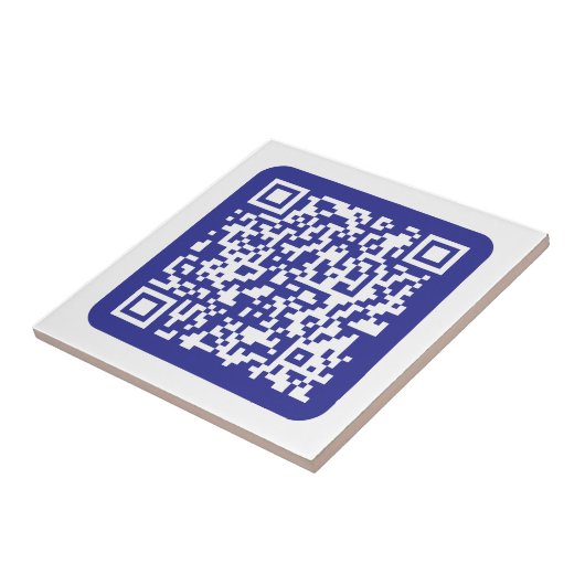 Creëer een scanbare QR-code | Bewerkbaar donkerbla Tegeltje (Zijkant)