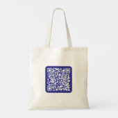 Creëer een scanbare QR-code | Bewerkbaar donkerbla Tote Bag (Achterkant)