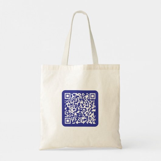 Creëer een scanbare QR-code | Bewerkbaar donkerbla Tote Bag (Achterkant)