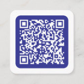 Creëer een scanbare QR-code | Bewerkbaar donkerbla Vierkante Visitekaartje (Voorkant)