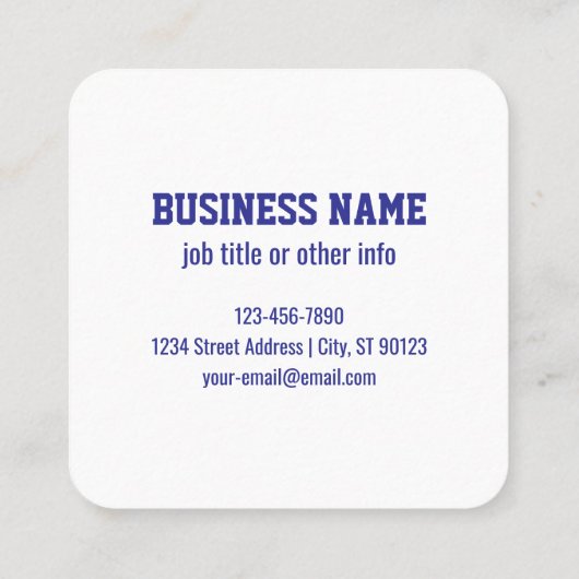 Creëer een scanbare QR-code | Bewerkbaar donkerbla Vierkante Visitekaartje (Achterkant)